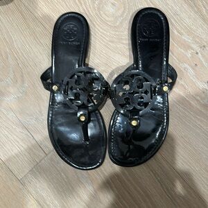 Tory Burch, patent black leather sandal size 9